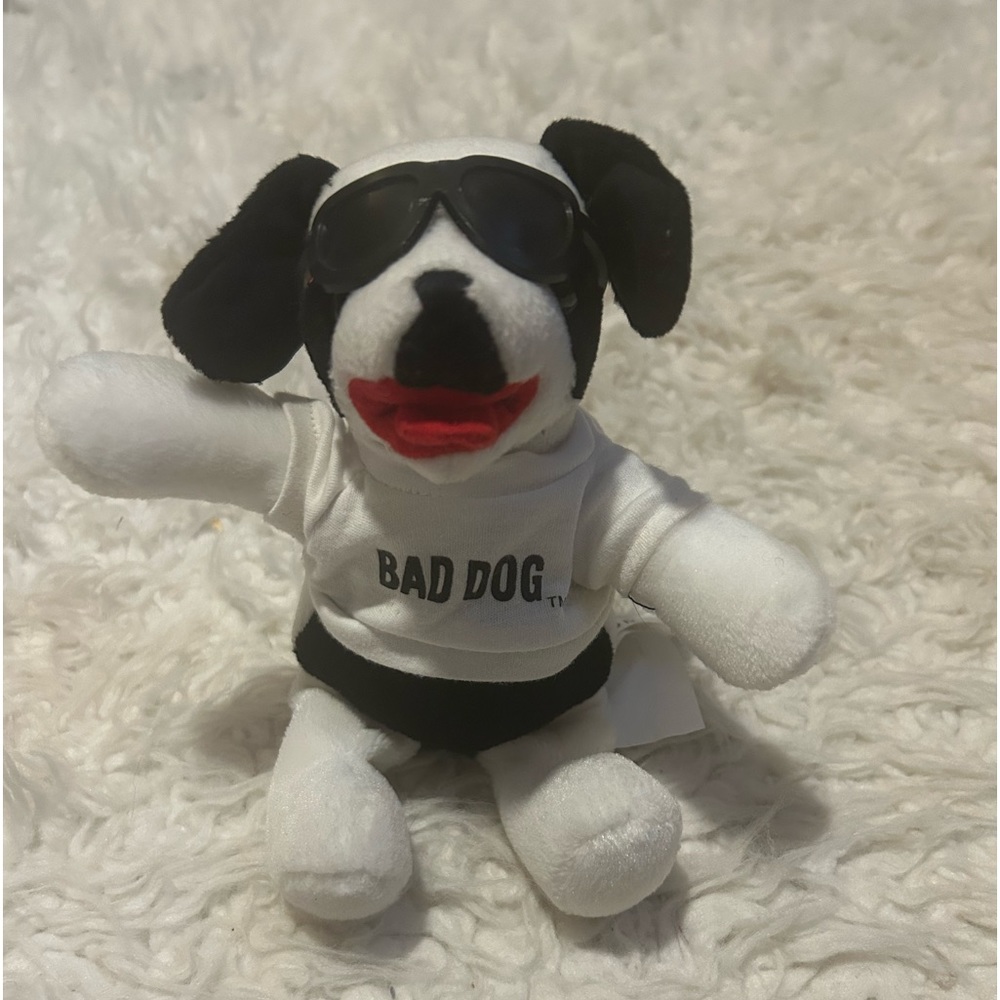 VTG Big Dogs Bean Bag Sportswear Plush Puppy Black White Stuffed Sunglasses 8"